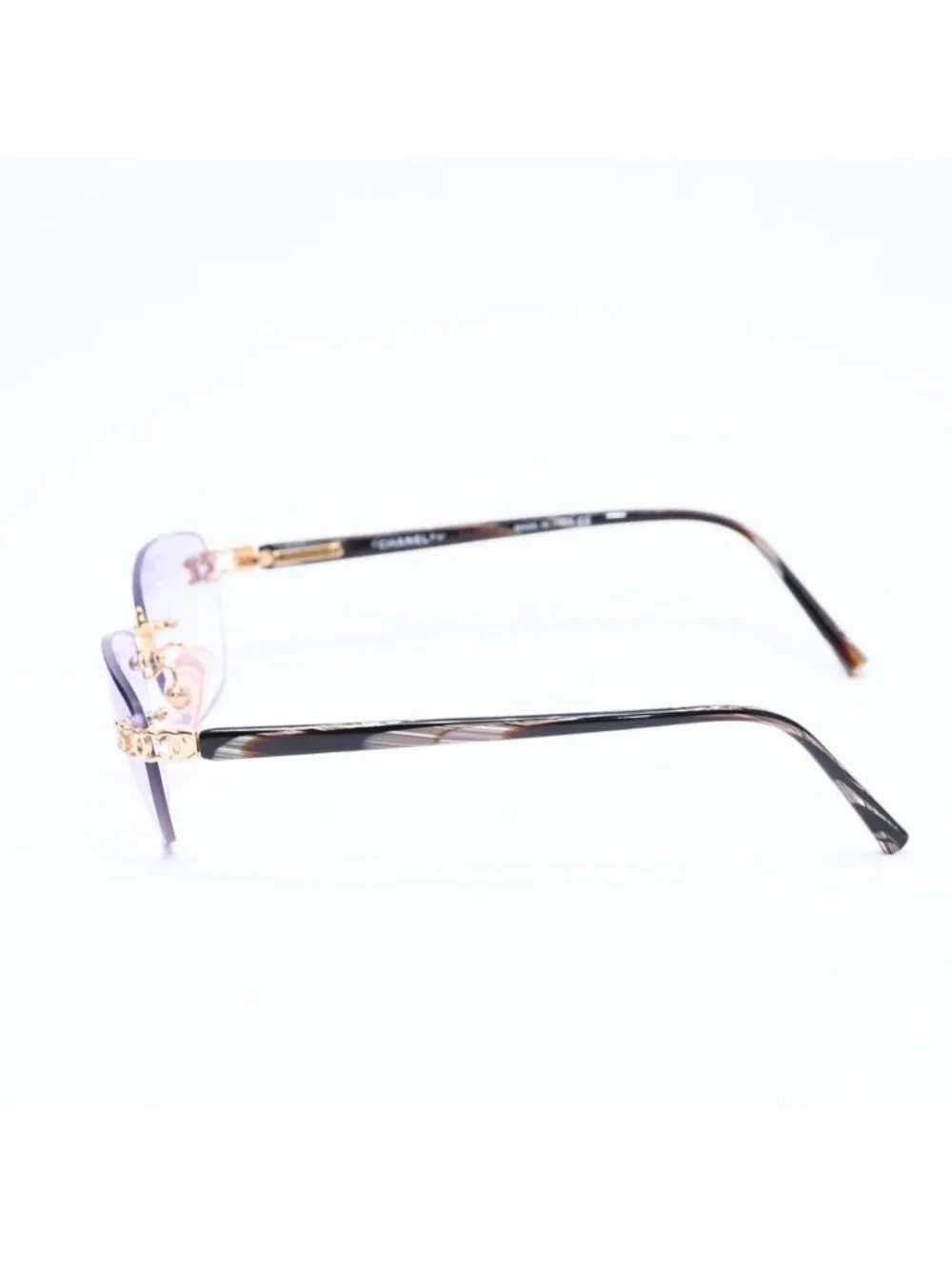 Chanel Rimless Sunglasses Eyewear CC Logo Marble Purple